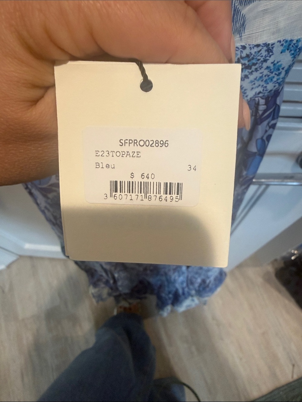 Sandro BLEU Blue Floral Maxi Dress - Picture 9 of 10